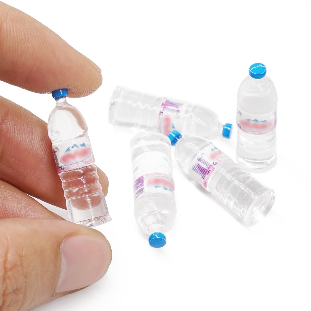 Odoria 1/12 Miniature Plastic Water Bottles 5Pcs Dollhouse Decoration Accessories