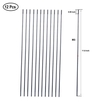 M3 11.8Inch Pushrod Connector 304 Stainless Steel Rod Linkage for RC Model Airplane Helicopter Boat Car DIY Parts 12Pcs