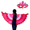 Salu & Mayu Kids Bird Wings And Mask Costume, Eagle, Owl, Rooster, Robin,Flamingo, Non-Woven Fabric (Robin/Pink Bird)