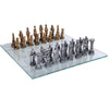 Pacific Giftware Silver Romans Vs Egyptians Chess Set with Glass Board - Classic Decorative Game for Collectors and Enthusiasts