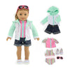 Emily Rose Doll Clothes | 18-Inch Doll 7 Pc Surfer Swimming Bathing Suit Beach Set, Includes Sunglasses And 18-In Doll Shoes! | Compatible With 18' American Girl Dolls