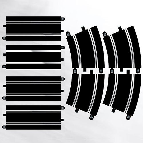 Scalextric Extension Pack 7 1:32 Scale Straights X 4 Curves X 4 C8556 Slot Car Track, Black