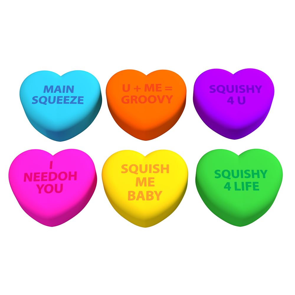 Schylling NeeDoh Teenie Squeeze Hearts - Valentines Fidget Toy - 3 Mini Groovy Globs in Assorted Colors - Ages 3 to mature-themed