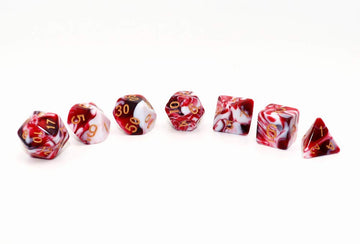 CREEBUY DND Dice Set Red Mix White Dice for Dungeon and Dragons D&D MTG 7-Die RPG Polyhedral Dice