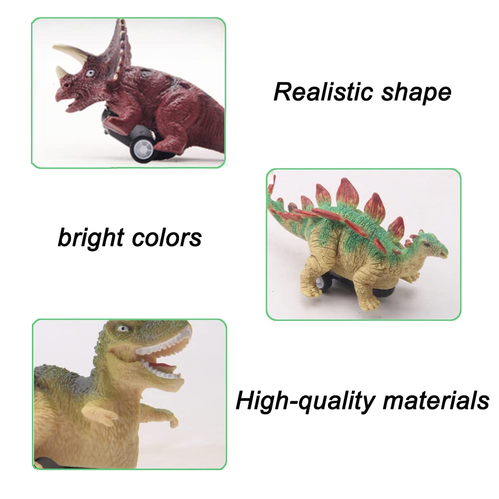 Easter Egg Prefilled with Dinosaur Pull Back Cars Toys, 4 Pcs Jumbo T-Rex Triceratops Dino for Basket Stuffers, Party Favors, Gi