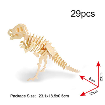 Georgie Porgy 3D Wooden Puzzles For Kids Toys Construction Woodcraft Kits Diy Model Puzzle Kits Birthday Gifts Pack Of 3 (T-Rex Spinosaurus Stegosaurus)