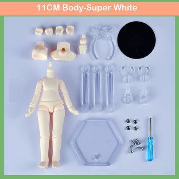 Xidondon 1/12 Scale Bjd Doll Body 9.6Cm/11Cm Ymy2 Body Action Figures Replacement Body Doll Accessories (Super White,11Cm)