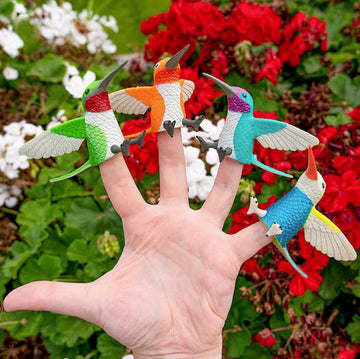 Accoutrements Finger Hummingbirds Puppets Set of 4 - Fun, Colorful Finger Puppets for Kids and Adults