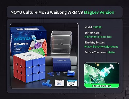 CuberShop Moyu WRM V9 MagLev 2023 Speed Cube, WeiLong WR M V9 Magnetic & MagLev Professional Flagship 3x3 Stickerless