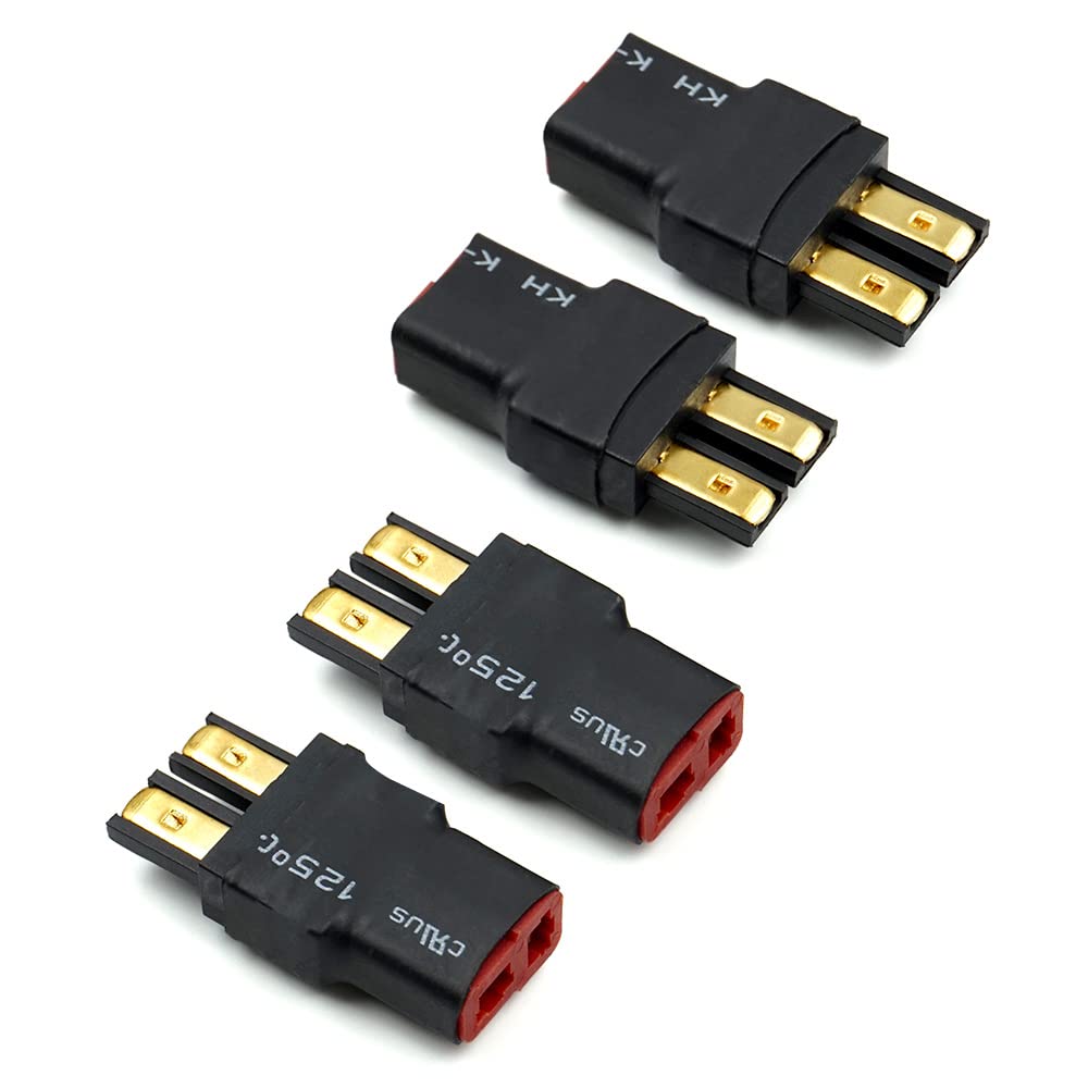 elechawk 4 PCS Female T-Plug Deans to Male Adapter Compatible with TRX Connector for RC Battery ESC and Charger