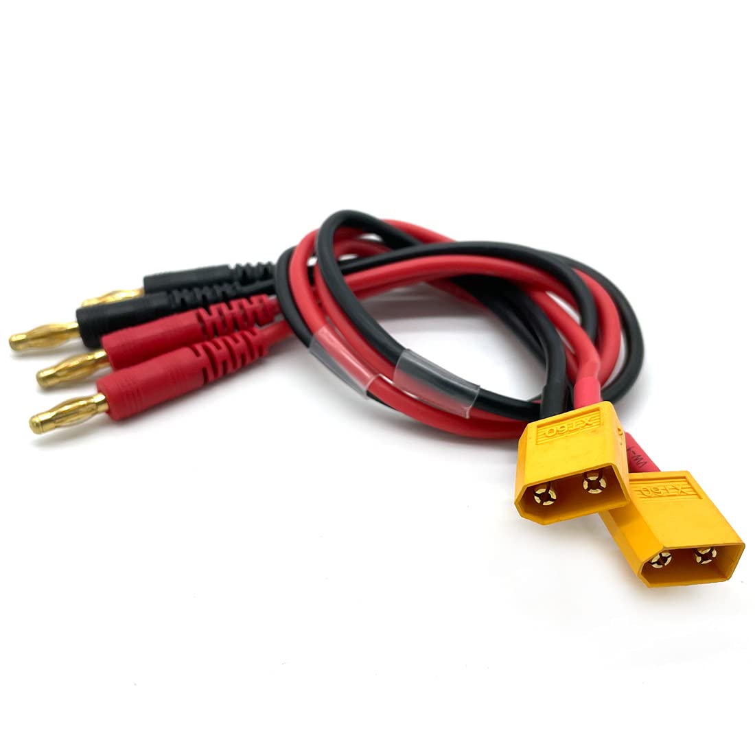 FLY RC 2Pack XT60 Male Connector Plug to 4mm Banana Plugs Battery Charge Lead Adapter Cable for RC Helicopter Quadcopter XT60 Li