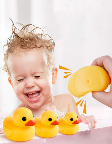Bath Duck Toys 5 Pcs Rubber Duck Family Squeak Ducks Baby Shower Toy For Toddlers Boys Girls (Yellow Duck Family)