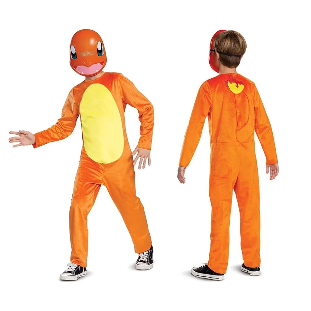 Pokemon Charmander Kids Costume, Children'S Classic Character Outfit, Child Size Large (10-12) Orange