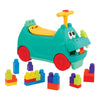Battat - STEM Scooter - 26 Building Bricks - Lights & Sounds - Storage Seat - 12+ Months - Hippo Ride - On with Large Locblocs