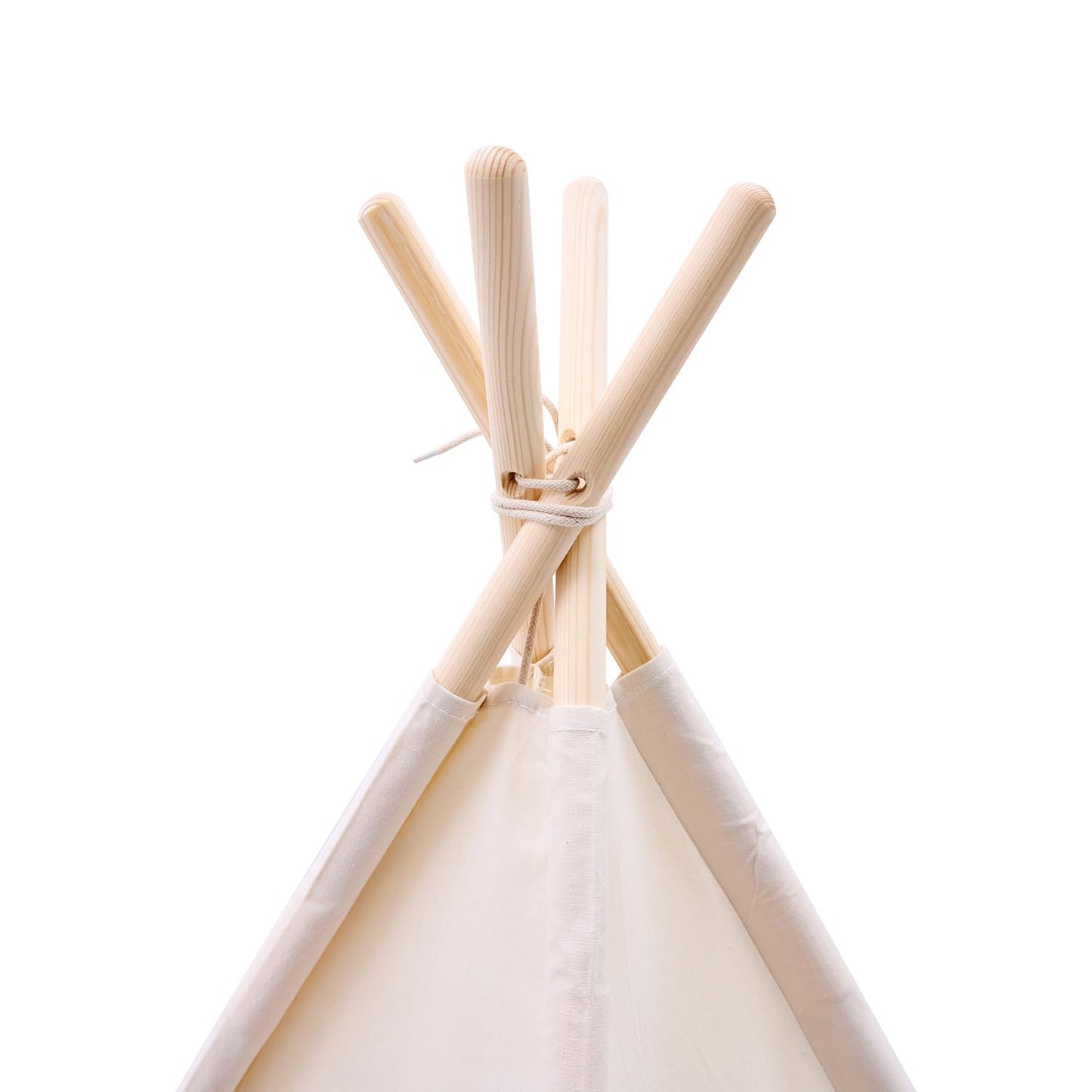 Watevlotcs Kids Play Teepee Tent With Carry Bag 43 X 43 X 63 Inch, Natural Cotton Canvas + Pine Wood Frame