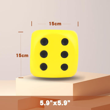 Anboor 5.9'' Large Foam Dice Squishies Jumbo Dice for Classroom Game Dice Kids Toys Collection Decorative Props(Yellow)