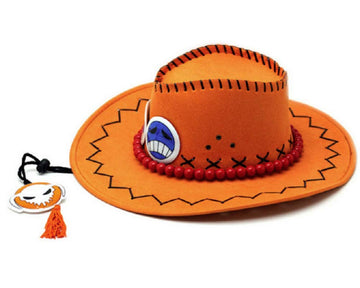 GK-O Portgas D Ace Cowboy Hat Costume Hats White Weard Pirates Regiment Ace Cosplay Fashion