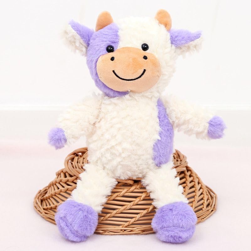 Yukouqian Cow Stuffed Animal Cow Plush Doll Toy 11.8 Inch For Girls Boys Christmas Children'S (Stand Cow Purple)