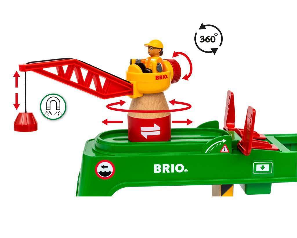 Brio Container Crane - Magnetic Hook Crane Toy | Fsc-Certified Craftsmanship | Enhances Motor Skills | Perfect Addition To Brio