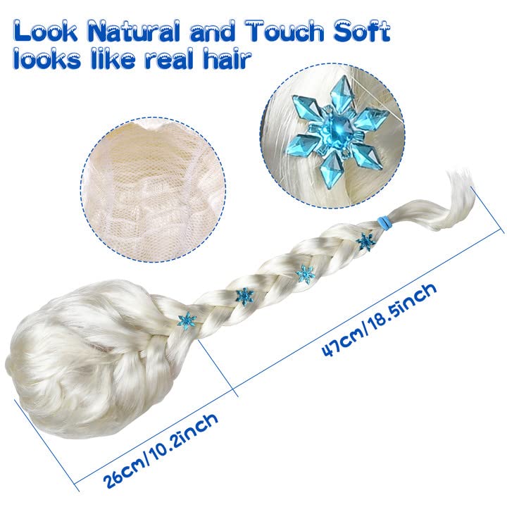 Tacobear 10Pcs Elsa Costume Dress For Girls Kids Toddler Snow Princess Dress Up Clothes For Little Girls With Elsa Accessories Gloves Crown Wands Wig Necklace For 8-9Y Kids Christmas Birthday Party