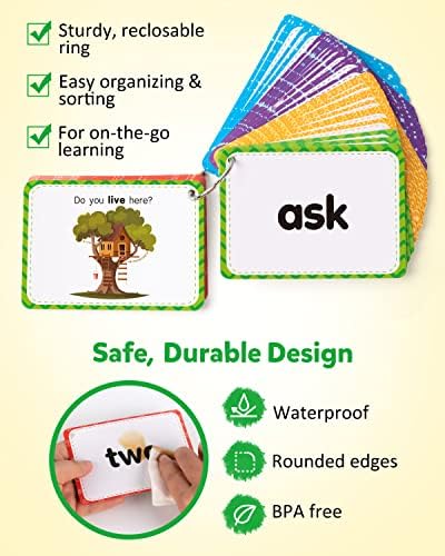 Coogam Sight Words Educational Flashcards - 220 Dolch Sightwords Game With Pictures & Sentences,Literacy Learning Reading Cards Toy For Kindergarten,Home School Kids 3 4 5 Years Old