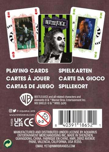 AQUARIUS Beetlejuice Premium Playing Cards - 3x1x4 inches, Multi-color, Cardstock, Model 54526, Officially Licensed Collectible Deck
