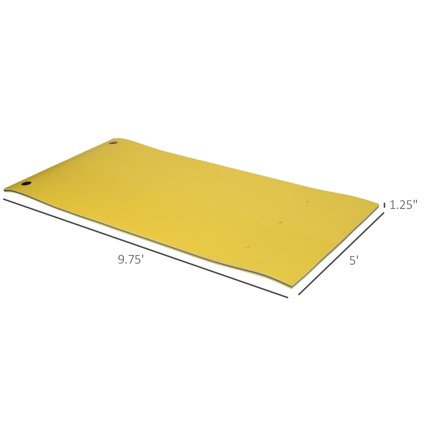 Homcom 10' X 5' Floating Mat, 3-Layer Swimming Pool Floating Water Mat Portable Foam Raft, Thick And Durable Water Activities Mat For Lake, Oceans, Yellow