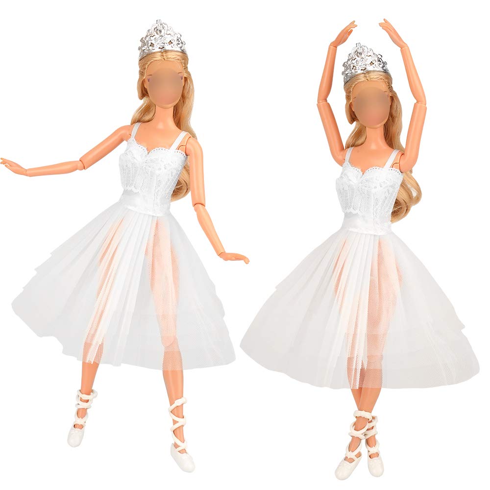 Barwa 3 Sets Ballerina Doll Clothes Ballet Outfits Dance Dresses Costume Mirror Tutu Skirt With 3 Shoes 3 Crown Accessories For 11.5 Inch Girl Doll
