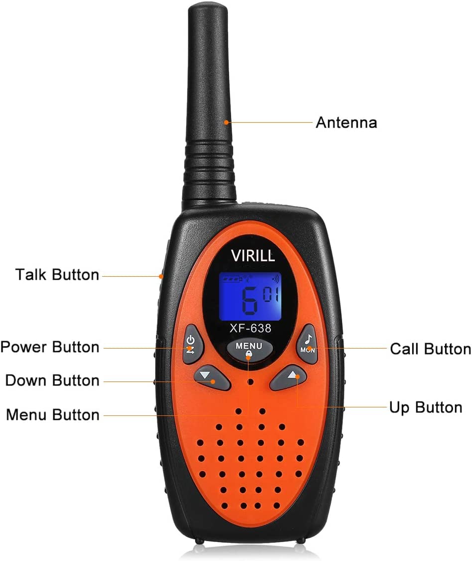 Virill Walkie Talkies 4 Pack Two Way Radios 22 Channels Vox Scan Long Distance Range With Backlit Lcd Scree For Indoor Outdoor Camping Hiking And Adventure(Orange)