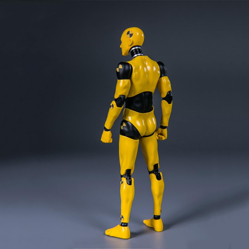 Souforce 1:12 Scale Male Figure Body 6In Flexible Yellow Testman Crash Test Dummy Action Figure Doll Miniature Figure Collection