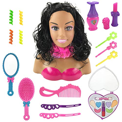 African American Black Styling Doll Head Girls Playset With Beauty And Fashion Accessories