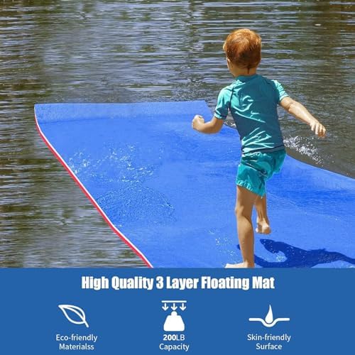 HOMEER Water Floating Pad, 11x5 FT Floating Mat 3-Layer Floating Foam Pad Lily Pad Floating Mat for Swimming Pool, Beach, Lake(B