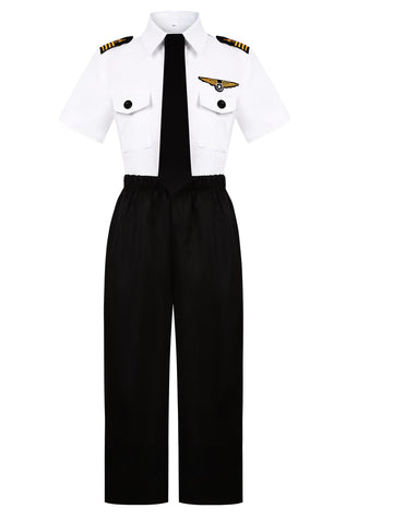 Scypruth Airline Pilot Costume For Kids Captain Pilot Uniform For Career Day Halloween Dress Up Birthday Gifts