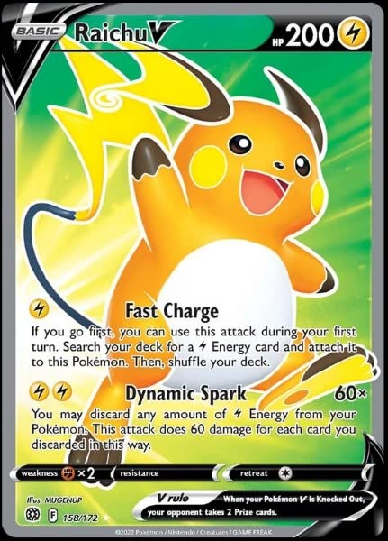 Raichu V 158/172 - Brilliant Stars - Ultra Rare Pokemon Card - Full Art