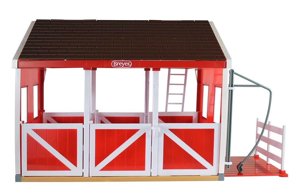 Breyer Freedom Series (Classics) Spring Creek Horse Stable Set | 15'' X 9.5'' X 12'' | 1:12 Scale | Red And White | Model #698
