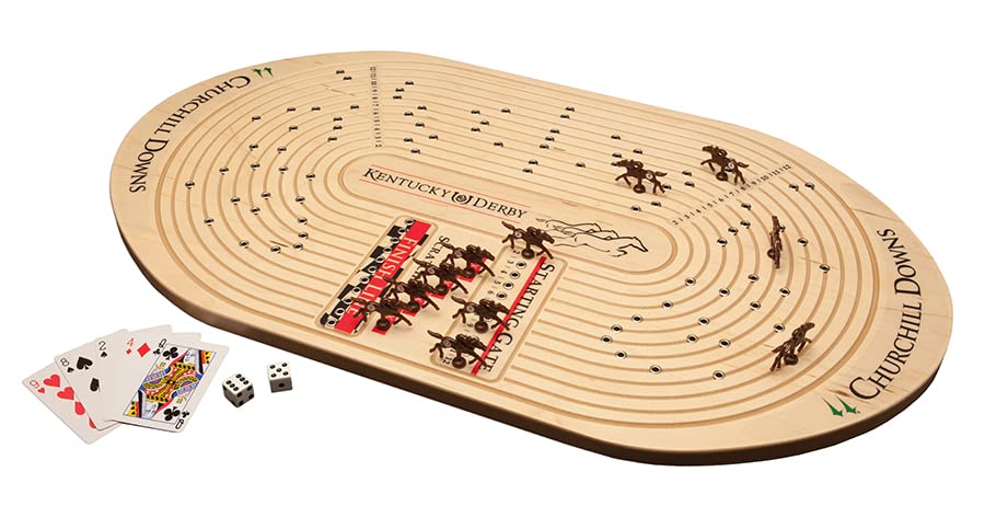 Across The Board Kentucky Derby Horse Racing Game, Maple Wood, 15.5" x 28" x 0.75", Model 798304360585