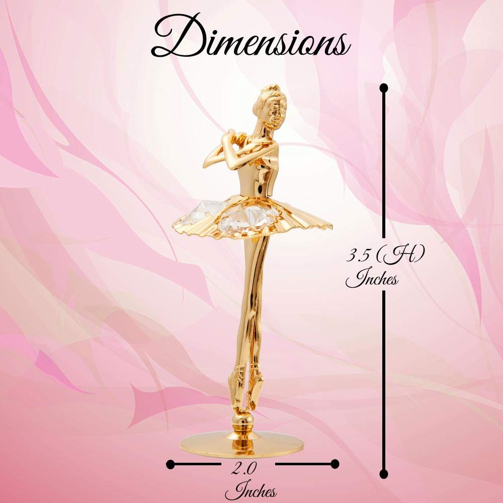 Matashi 24K Gold Plated Ballerina Figurine With Arms Crossed - Crystal Studded Tabletop Decoration - Perfect Valentine'S Day Gift For Her, Mom, Wife, Girlfriend, Birthday, Mother'S Day, Anniversary