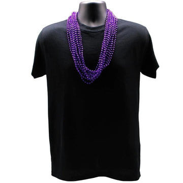 Mardi Gras beads 33 Inch 07mm Round Metallic Purple 6 Dozen (72 Necklaces)
