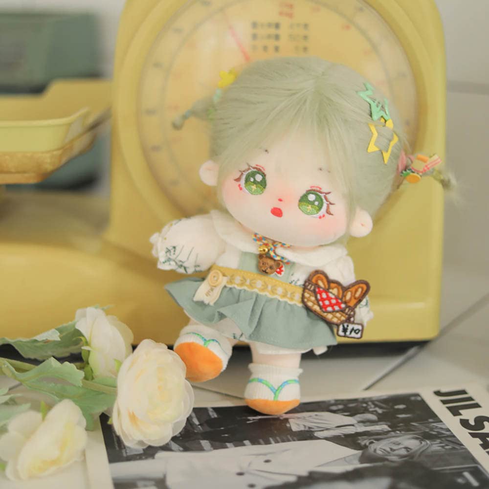 Niannyyhouse 20Cm Plush Doll Green Girl Humanoid Stuffed Body No Attribute 8' Normal Body Wearable Clothing Dress Up Gifts (A-11-With Skeleton)
