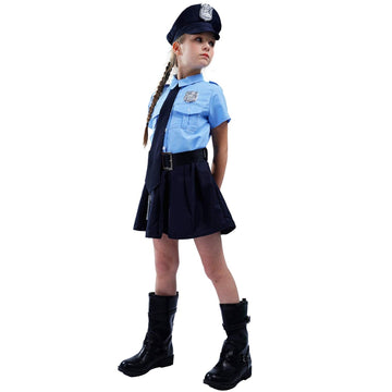 Pgond Police Officer Girls Unform Party Costume(7-9 Years)