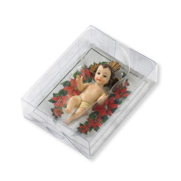 Baby Jesus Figurine With Story Card - Cast Resin Doll For Religious Christmas Nativity Scene Set Or Table Top Display, 3.5 Inch