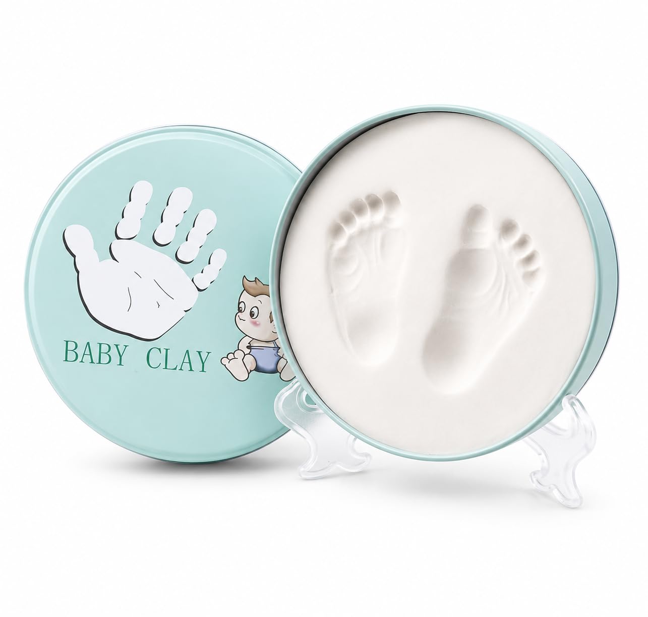Babies Bloom White Clay Baby Ornament Kit | Baby Handprint And Footprint Kit For Newborn| Babyprints Keepsake Tin Kit| Baby Girl