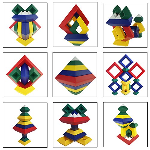 Kutoi Pyramid Stacking Toy Building Blocks 3D Puzzle Brain Teasers For Kids And Adults-Creative Preschool Learning Activities- Toddler Building Toys, Kids Blocks For 3 Year Old Boys & Girls