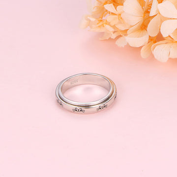 Hoohwe Spinner Rings For Anxiety,S925 Sterling Silver Fidget Anxiety Worry Relieving Boredom Adhd Autism Band Rings For Women (3