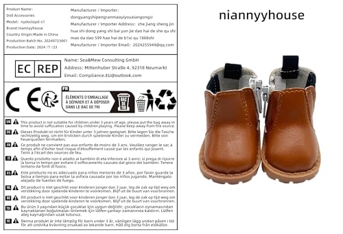Niannyyhouse Leather Shoes Length 5.5Cm Suitable For 1/6 Bjd 8In 20Cm Plush Doll (Brown)