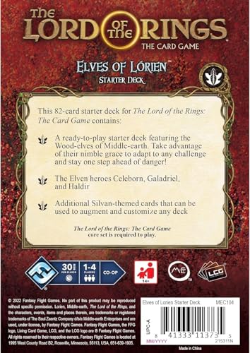 The Lord Of The Rings The Card Game Elves Of Lorien Starter Deck - Cooperative Adventure Game, Strategy Game, Ages 14+, 1-4 Players, 30-120 Min Playtime, Made By Fantasy Flight Games