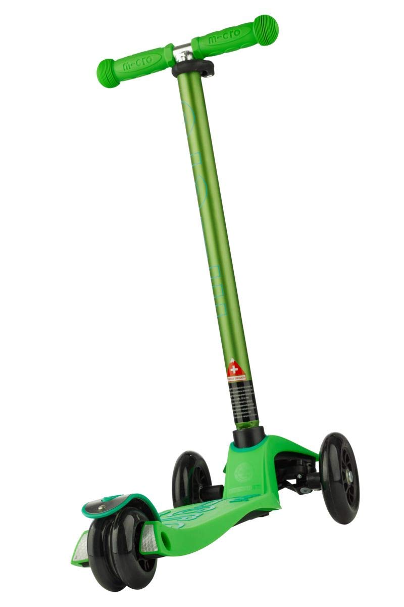 Micro Maxi Deluxe Scooter - 3-Wheeled, Lean-to-Steer, Green, Kids, Model MMD022, Swiss-Designed, Ages 5-12