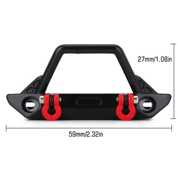 INJORA RC Front Bumper 1/24 Metal Bumper with Lights for SCX24 Wrangler Gladiator(B)
