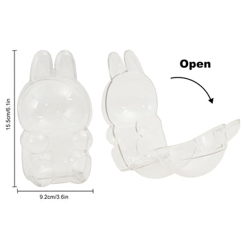 2PCS Protective Case for LABUBU, Clear Figure Display Bag with Keychain, Plastic Protective Cover, Storage Transparent PVC Bag H