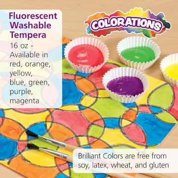 Colorations Washable Tempera Paint, 16 Fl Oz, Fluorescent Blue, Neon, Non Toxic, Vibrant, Bold, Bright, Kids Paint, Craft, Hobby, Fun, Art Supplies
